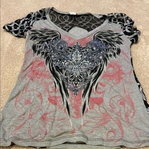 Angels & Diamonds Black and Pink Graphic Tee